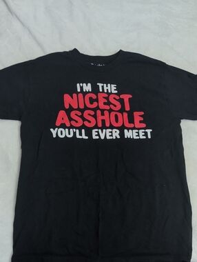Black Graphic Tee with Red & White Bold Slogan